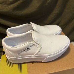 Vans Women’s White Slip-On Platform Sneakers